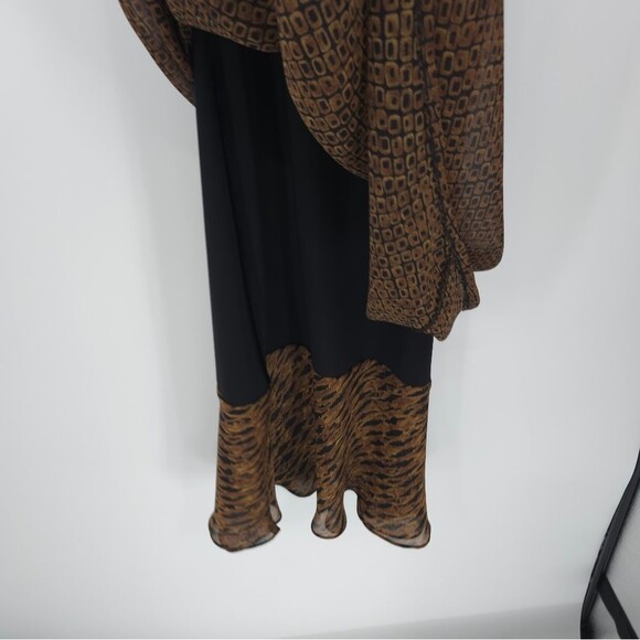 Vintage 90s Carole Little Midi Dress Forest Fairy Boho Geometric Print Grunge - Picture 7 of 15